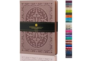 VICTORIA'S JOURNALS Leatherette Vintage Journal Hard Cover Lined Notebook Old Looking Travel Diary, A5 Size 5.7'' x 8.1''