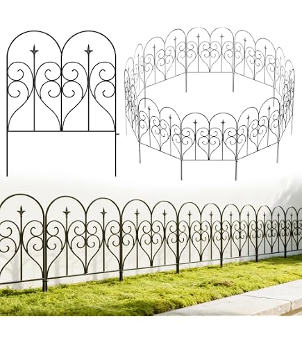 Clôture Jardin Décorative Métal Amagabeli 81cm X 328cm - 8 Panneaux Barrière Extérieure Noire