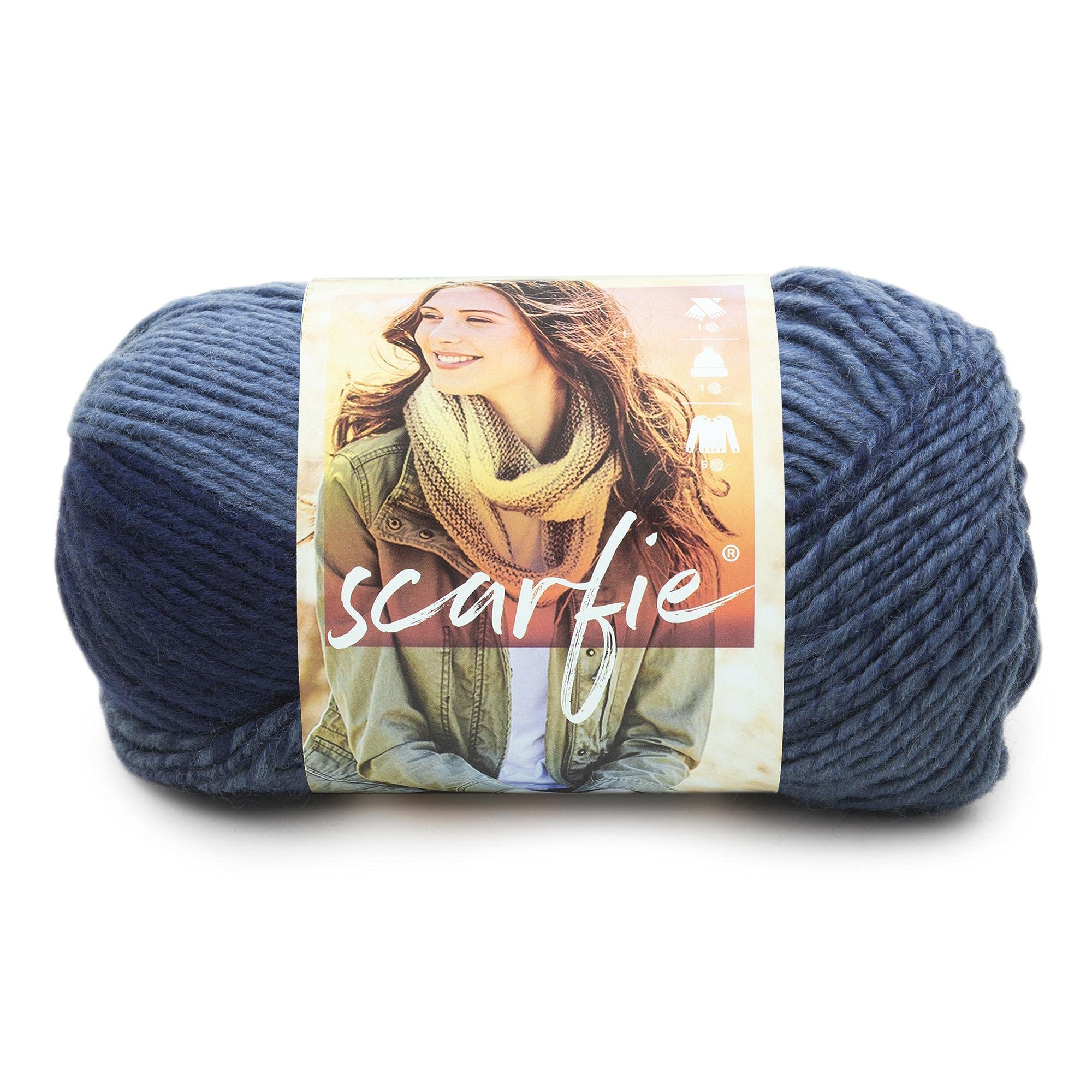 Lion Brand Yarn 78 Percent Acrylic 22 Percent Wool Scarfie, Denim/Navy,23.59 x 12.79 x 13.43 cm — image 1