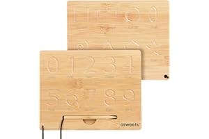 Asweets Montessori Wooden Number Practicing Board, Double-Sided Tracing Board and Shape RecognitionTool to Writing 123 Educational Toy Game for Preschool 3 4 5 Years Old Gifts