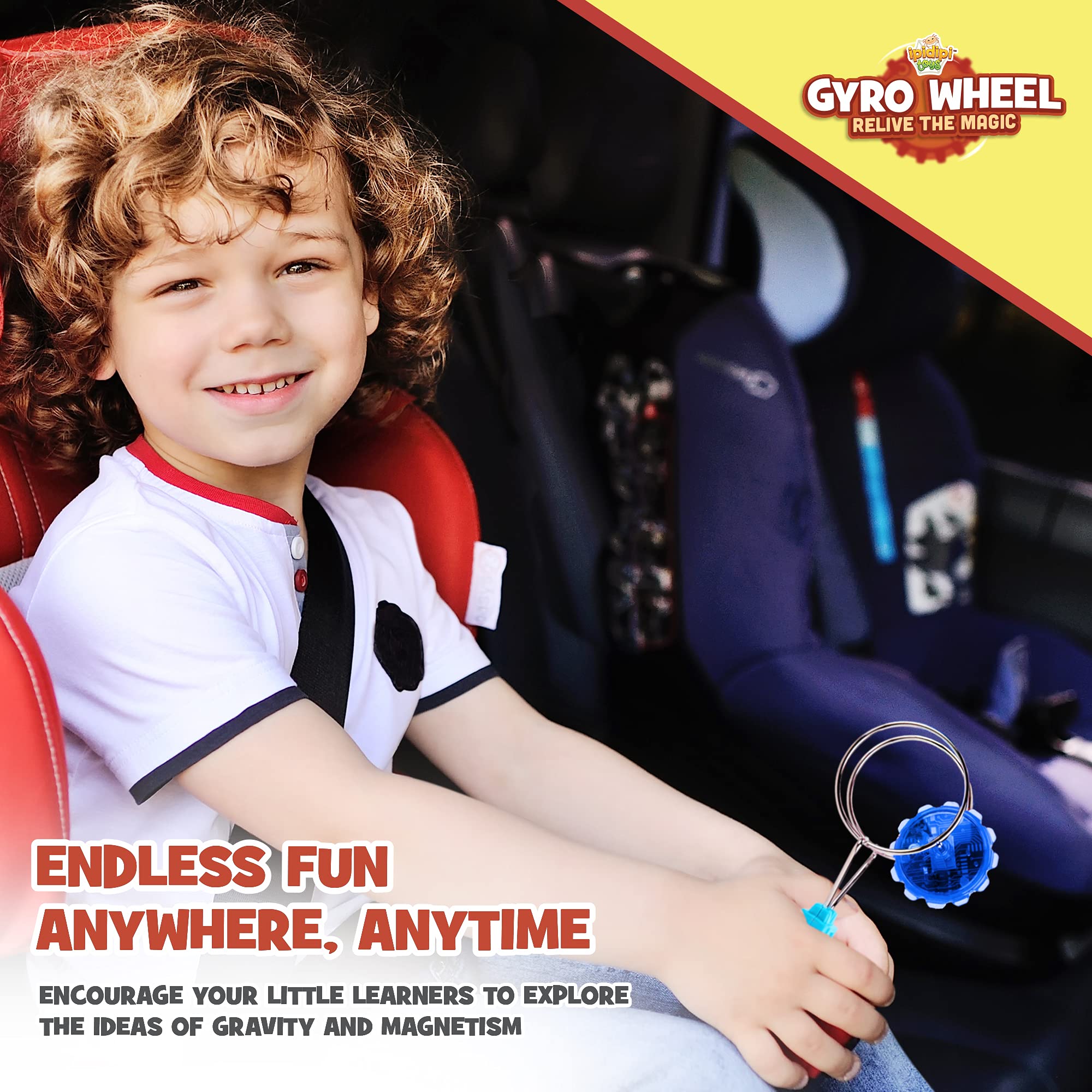 IPIDIPI TOYS Retro Magic Gyro Wheel – 3 Pack Light Up Magnetic Rail Twister Fidget Toy – Classic Vintage Spinning Sensory Toys & Stocking Stuffers for Kids – Ideal Stocking Stuffers for Kids