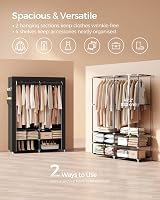 SONGMICS Fabric Wardrobe 45 x 127 x 176 cm with 2 Hanging Compartments view 4