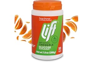 Lift Glucose Fast-Acting Glucose Chewable Energy Tablets, Orange, 50 ct Jar (Pack of 1)