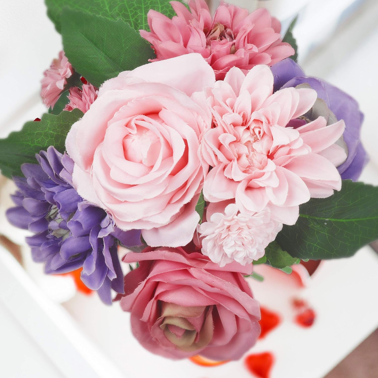 Tiardey Auto Matrimonio Decorazione Floreale Fiori Artificiali Rosa