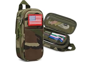 ATRIPACK Pencil Case Big Capacity High Large Storage Tactical Small Tool Pouch Bag Marker Pen Case Stationery Bag Travel Holder School College Office Organizer for Kids Men Women Adult Teens (Camo Green)