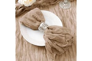 DeZerlor 12 Pack Nude Napkins Cloth Boho Gauze Cheesecloth Napkins Bulk Set of 12 Soft Cotton Linen Dinner Napkins for Wedding Bridal Baby Shower Daily Use
