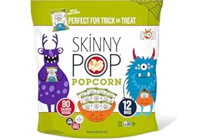 PIRATE'S BOOTY SkinnyPop Original Popcorn, Gluten Free, Non-GMO, Healthy Snacks, Halloween Trick or Treat Bags, 6 Oz (0.5 Oz Individual Size Bags), Pack of 12