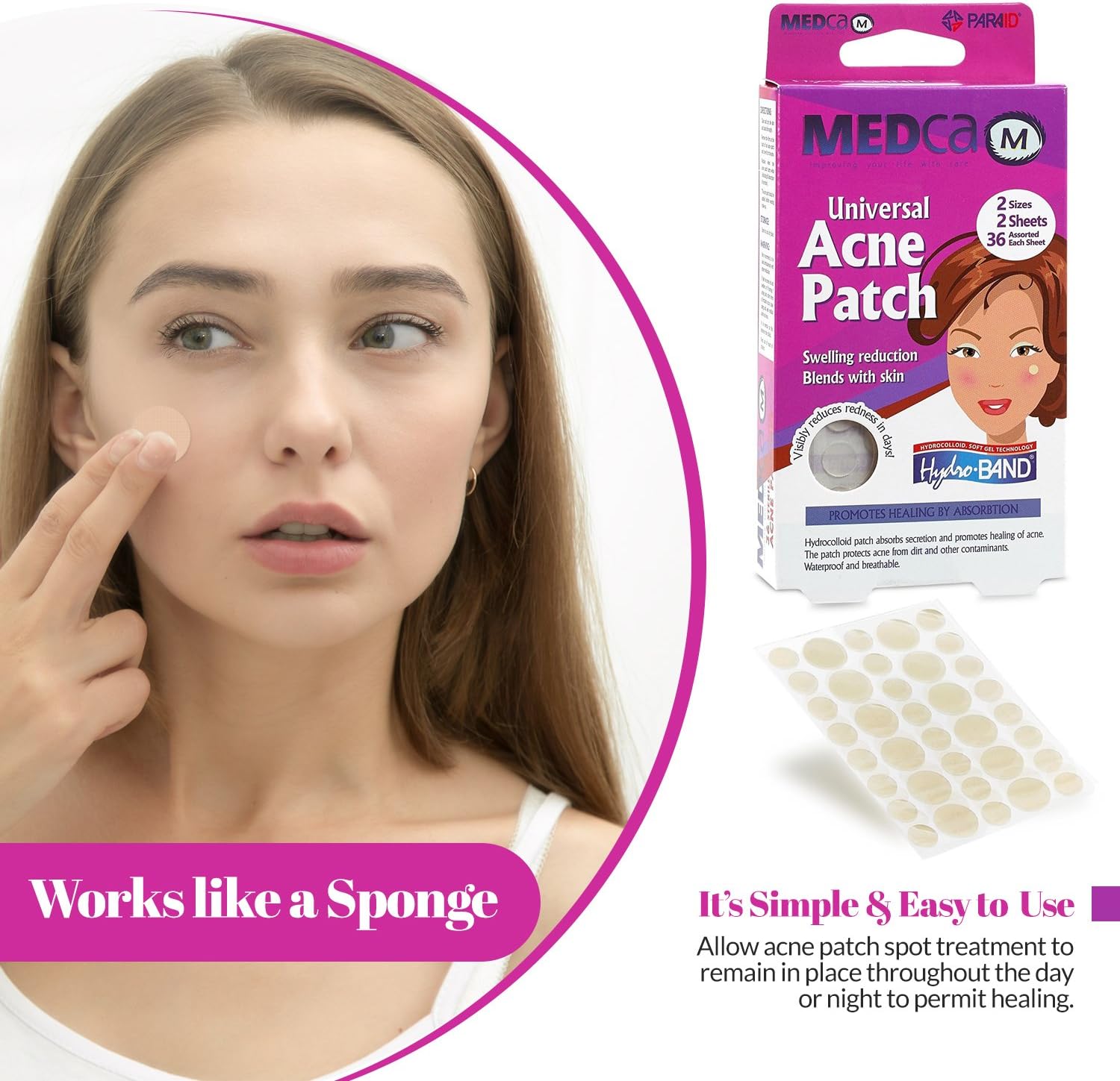 MEDca Acne Spot Dots 72 Count, Hydrocolloid Acne Pimple Care Patches