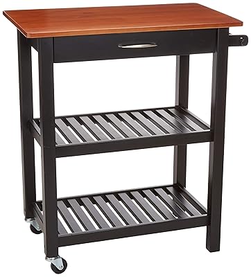 AmazonBasics Multifunction Rolling Kitchen Cart with Open Shelves