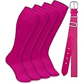 Gnodio Youth Adult Baseball Socks and Belts Combo Set Cotton Baseball Softball Socks Adjustable Belt for Youth Adult