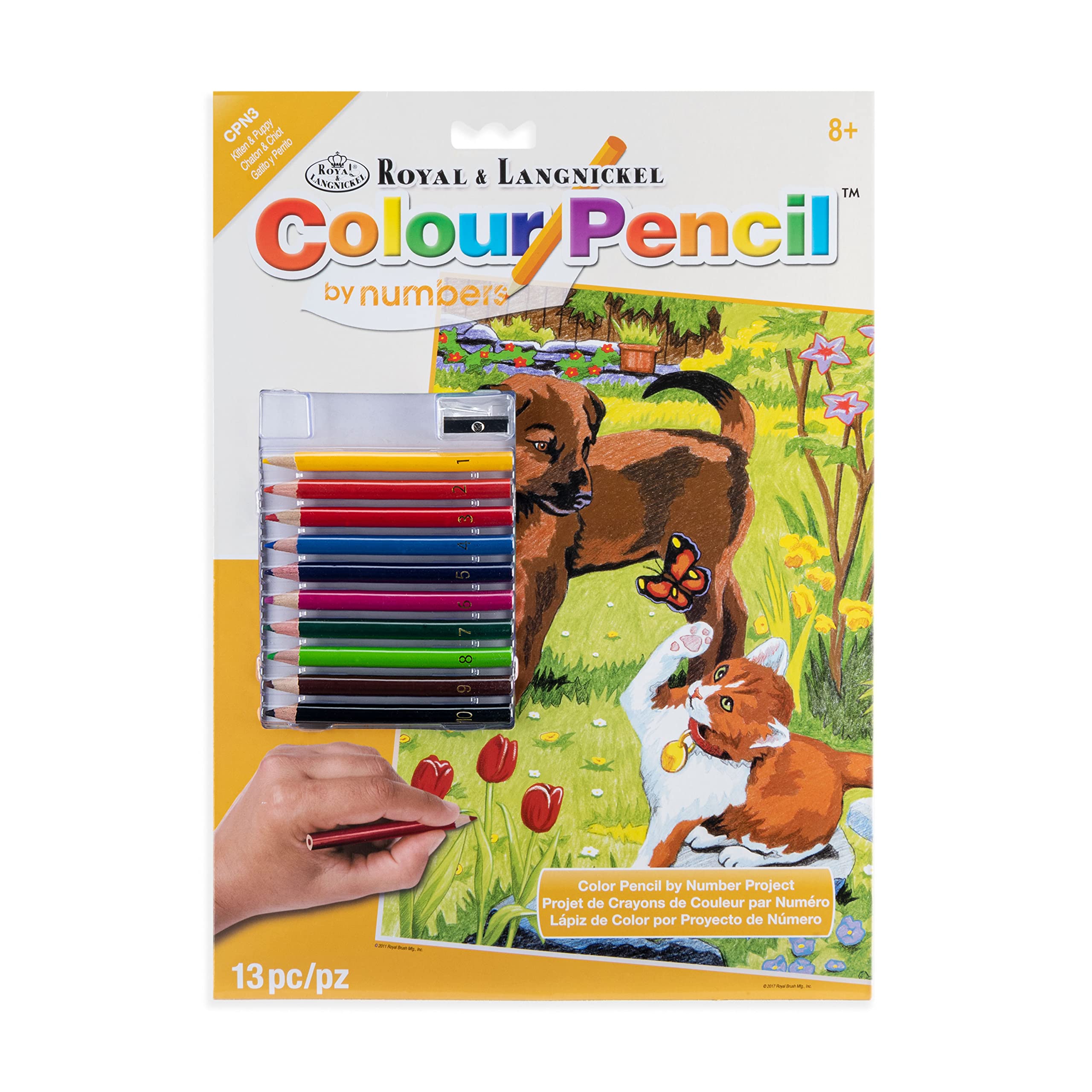 Royal & Langnickel Colour Pencil by Numbers Kitten and Puppy Designed Painting Set — image 1