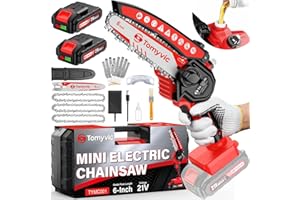 TOMYVIC Electric Mini Chainsaw Battery Powered - 6 Inch Cordless Handheld Power Chain Saw With Charger For Trimming On Tree Branches, Wood Cutting, Pruning Limbs To Yard Clean-Up & Gift-Ready