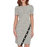 Tommy Hilfiger Womens Short Sleeve Asymmetric Hem Sheath Dress