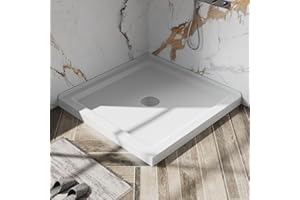 Goodyo 36" x 36" Shower Base with Double Threshold and Center Drain, White, Drain not Included