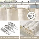 Shower Curtain 275x182cm Cream with Metal Hooks Waffle Fabric view 3