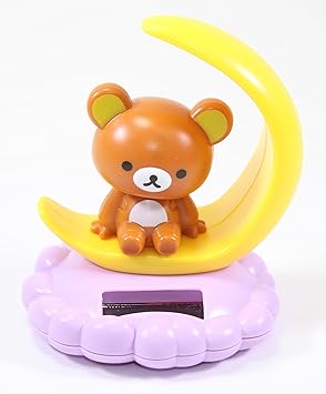 Solar Power Toy - Rilakkuma Relax Bear Sitting on the Moon Car Dashboard Gift Home Decor