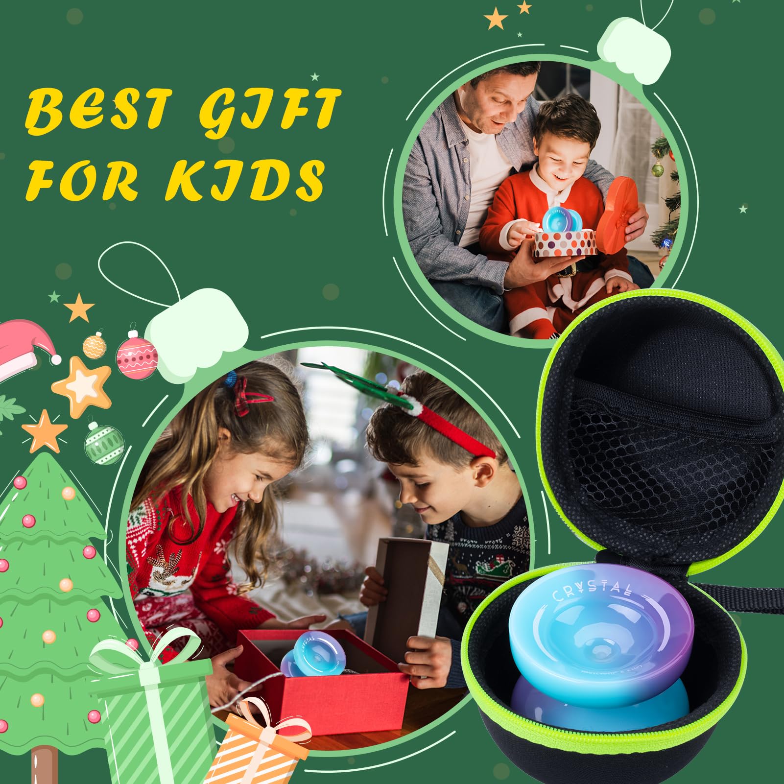 Yoyo Professional K2 Crystal Yo Yo, Responsive Yo-yo for Kids Beginners, Dual Purpose Yoyo for Adults Advanced + Unresponsive Yo-Yo Bearing + 12 Strings+Storage Bag + Bearing Tool ( Blue Purple)