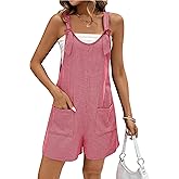 Ekouaer Rompers for Women 2025 Fashion Ribbed Knit Jumpsuit Scoop Neck Loose Outfit Wide Leg Summer One Piece Shortalls