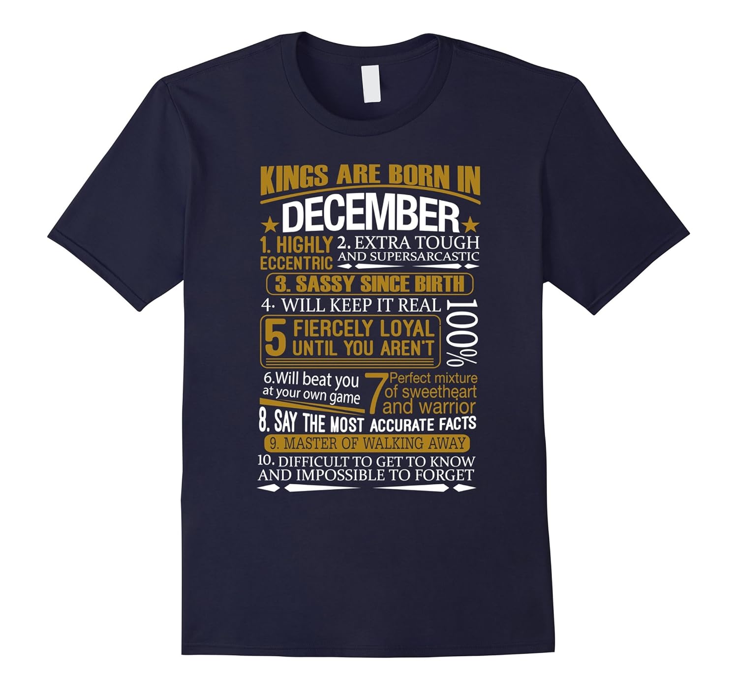 Mens Kings Are Born In December Funny Birthday T-Shirt-ANZ