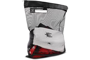 Meister Athlete XL Wash Bag - Large Mesh Sports Laundry Bag w/Zipper Lock - Black