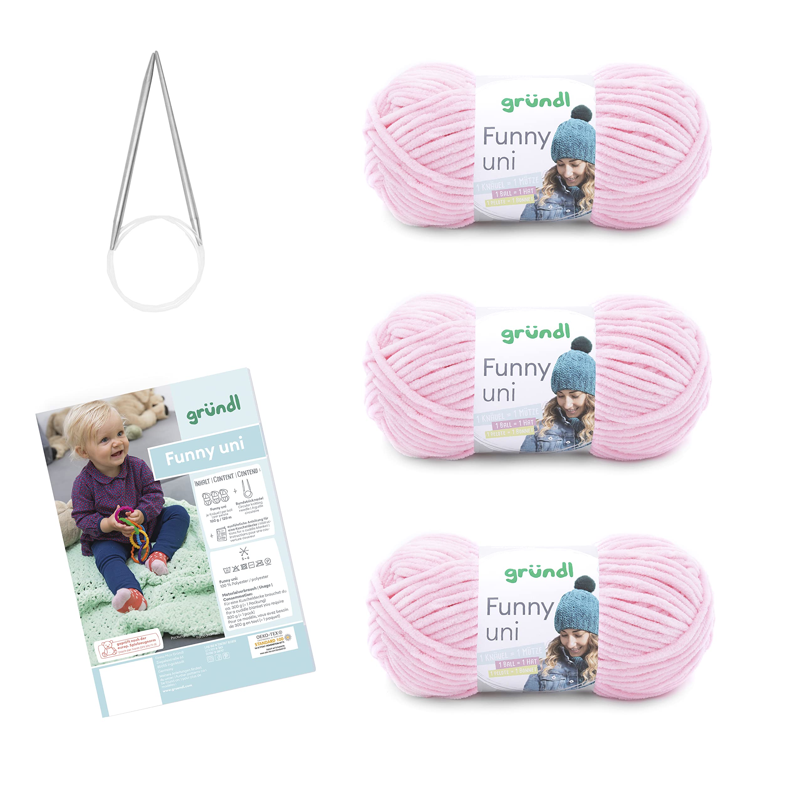 Gründl Wool, Polyester, Pastel Pink, 29 x 19 x 8 cm