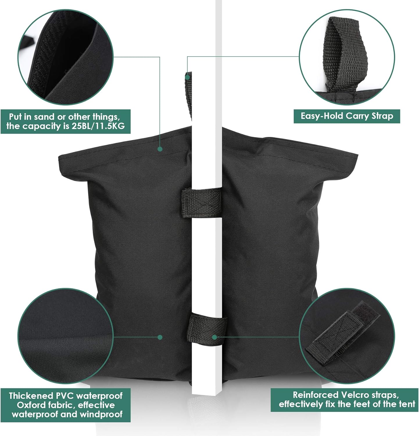 4 Pack Gazebo Sand Weights,Heavy Duty DoubleStitched Sand Weight Bags