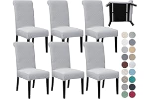 SPRINGRICO 6 Pack Dining Room Chair Covers with seat Belt, Stretch Parsons Chair Slipcover Washable Kitchen Dining Chair Cover Removable Seat Protector Set of 6, S2- Silver Gray