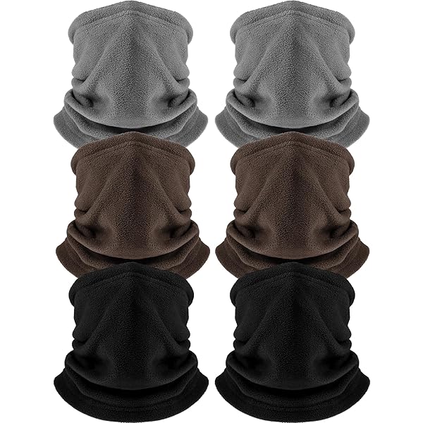 6 Pieces Drawstring Warm Winter Fleece Neck Gaiter Double