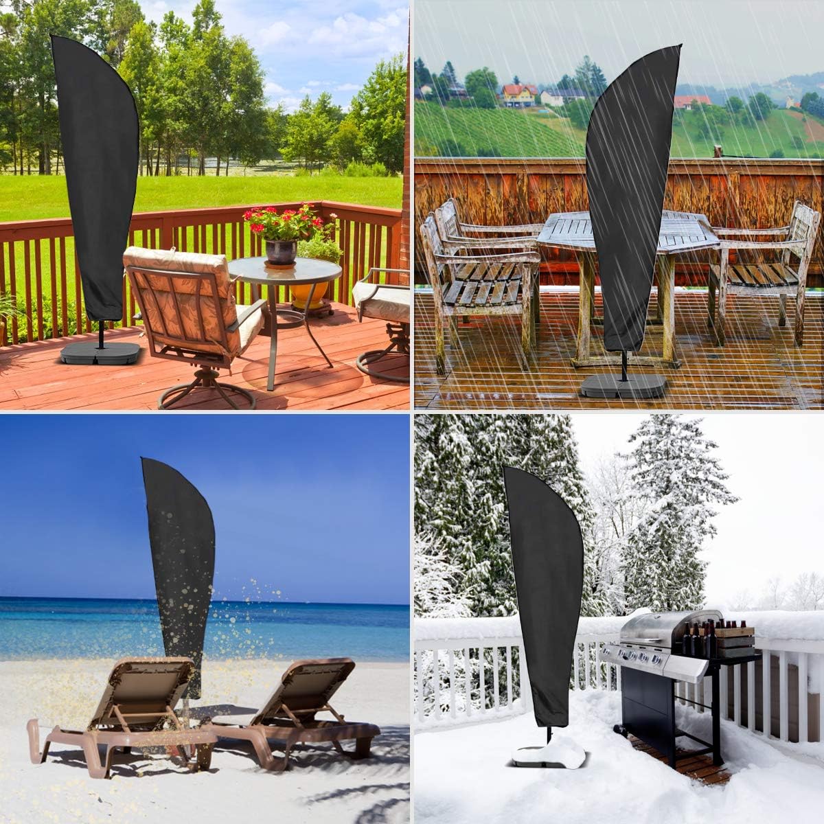 NASUM Cantilever Umbrella Cover, Patio Offset Umbrella Cover 600D Oxford Fabric Parasol Cover Waterproof for Outdoor Garden with Zip and Telescopic Pole: Kitchen & Dining