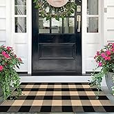 IOHOUZE Buffalo Plaid Checkered Rug 27.5 x 43 Inches Front Door Mats, Washable Area Rugs for Front Porch Welcome Mats Indoor Outdoor, Entryway Door Rug for Entryway, Home Entrance, Tan Black