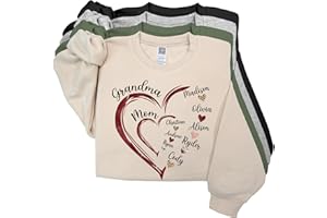 GODMERCH Personalized Grandma Heart Shirt, Custom Nickname Mom Sweatshirt, Christmas Grandma Mom Gifts for Women