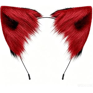 GaliaFaya Cat Fox Wolf Ears Headband, Faux Fur Animal Ears for Women, Cosplay Halloween Anime Party Live Streaming