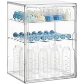 HBlife Baby Bottle Storage Organizer for Countertop Cabinet, 3 Tiers Adjustable Clear Acrylic Bottles Storage Station Case Bo