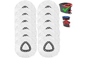 TIDY MONSTER Best Value 6 Pack High Quality Replacement Micro Mop Head Refill For Standard Universal Spin Mop, Anti-abrasive Microfibers No Scratch-Round Shape Standard Size-6 Pack