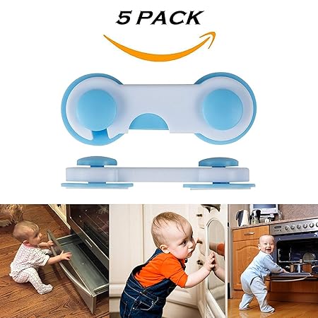 SBE Child Safety Security Padlocks with 3M Adhesive Tape (Blue) -Pack of 5