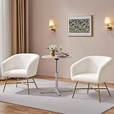 Yaheetech Boucle Tub Chair Modern Upholstered Armchair White view 4