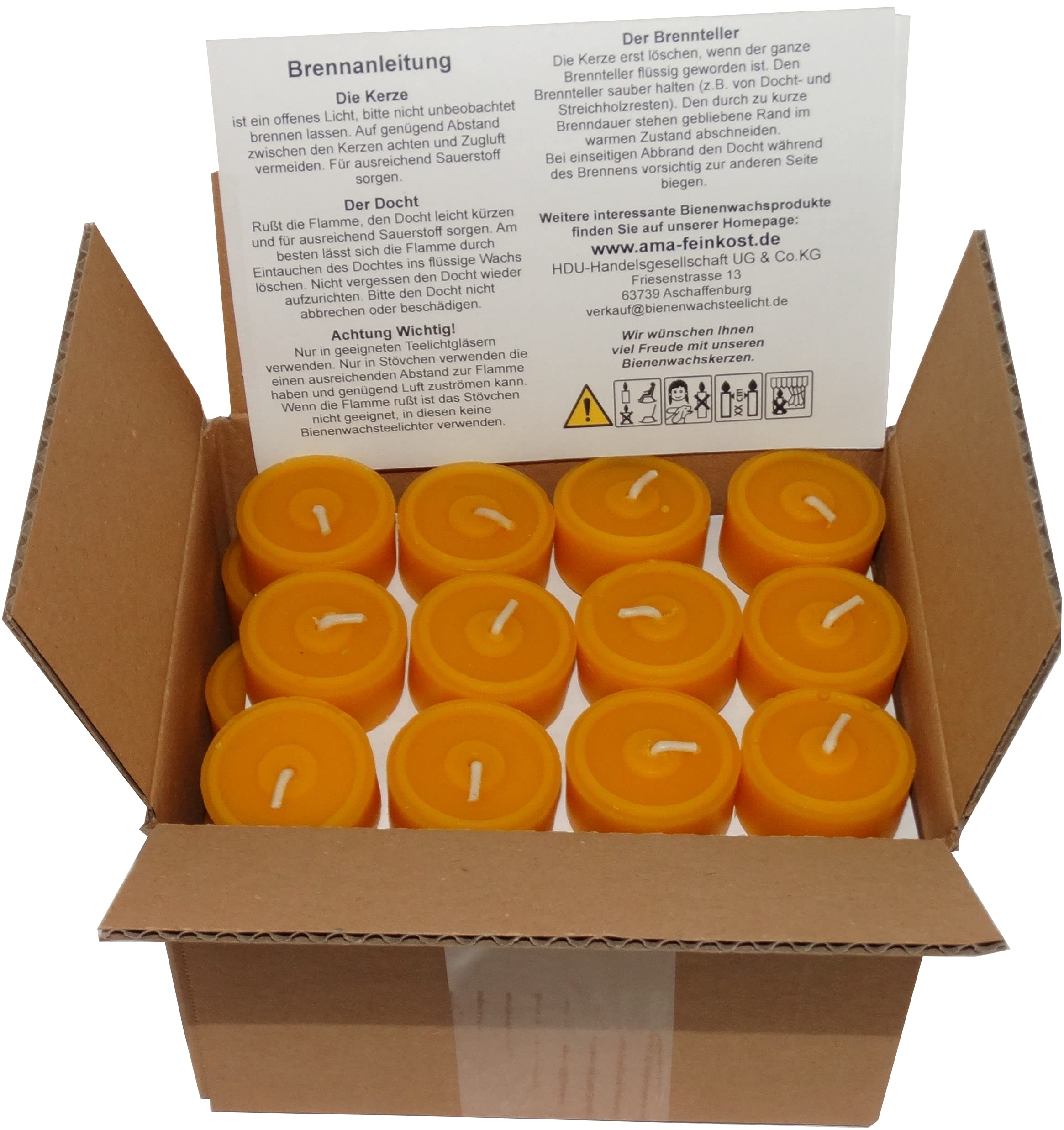 Pack of 60 Tea Lights Made from 100% Beeswax Handmade Direct from Beekeeper Economy Pack Refill Pack spreads an intense, pleasant beeswax scent and exudes a pleasant atmosphere