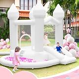 FBSPORT White Inflatable Bounce House Castle Slide Ball Pit Trampoline Blower view 6