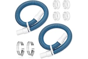 OWNWHIM 1 1/2" 3Ft Pool Filter Hose for Above Ground, Pool Pump Hoses with Kink-Free Swivel Cuff for Inground Pools, Heavy-duty Replacement Filter Hoses with 2 Clamps, 2 PTFE Tapes, 2 Set