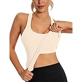 MathCat Seamless Workout Tank Top for Women with Built in Bra, Padded Racerback Ribbed Athletic Yoga Camisole