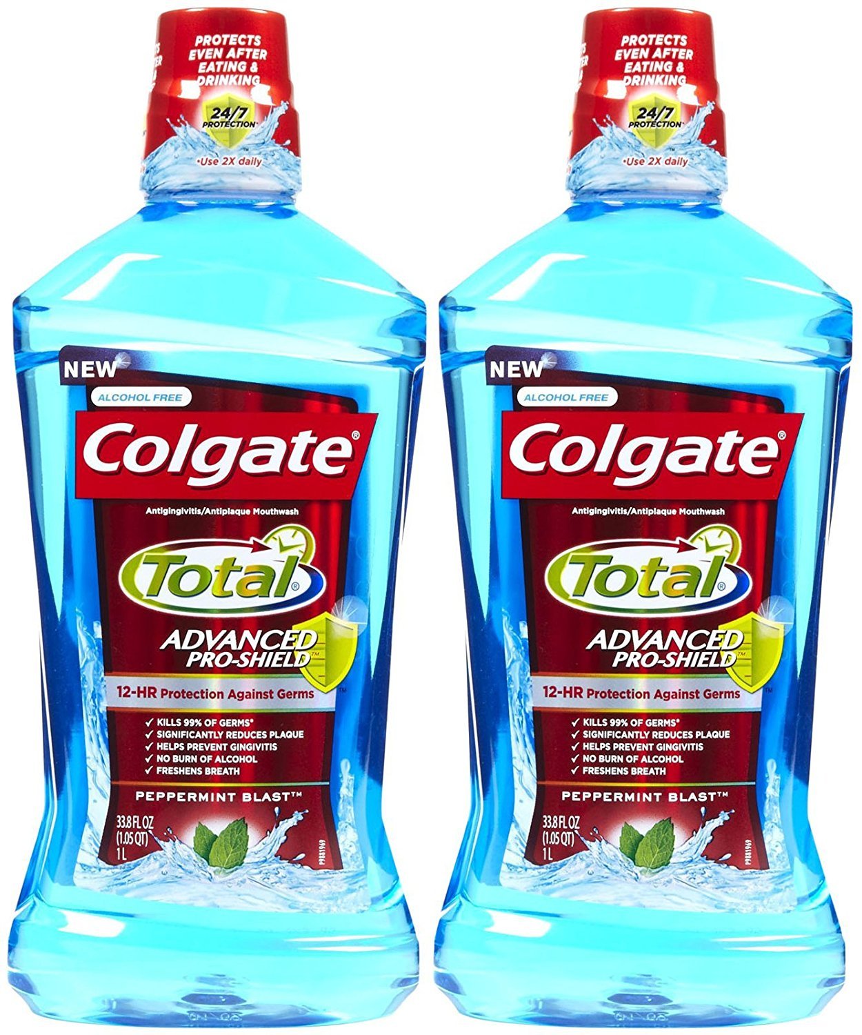 Colgate Total Advanced Pro-Shield Mouthwash, Peppermint Blast, 16.9 Ounce (Pack of 2)