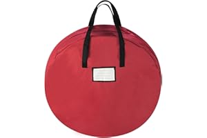 Tiny Tim Totes Storage Bag Round 30" Holiday, Easter, Fall & Christmas Artificial Wreaths & Garland Canvas Tote, 30 Inch, Red with Black Handles