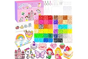 KIFHCMPR 5mm Fuse Beads Kit for Kids Crafts - 48 Colors Fuse Beads Set with Pegboard,Ironing Papers and Accessories, Fuse Beads 2 Boxes,Arts and Crafts Kits for Kids, Christmas Birthday Gift for Girls & Boys