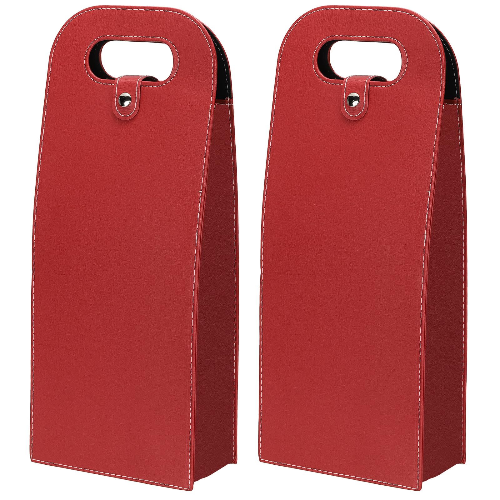 PATIKIL 2 Pack Wine Carrier Tote, Red, 2 Bottle Wine Gift Bag, Portable Champagne Gift Bags for Picnic Party Wedding