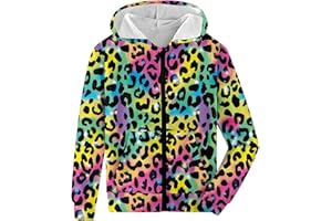 Fanient Girls Zip Up Hoodies Kids 3D Cool Casual Hooded Sweatshirts Hoody with Pockets 6-14 Years