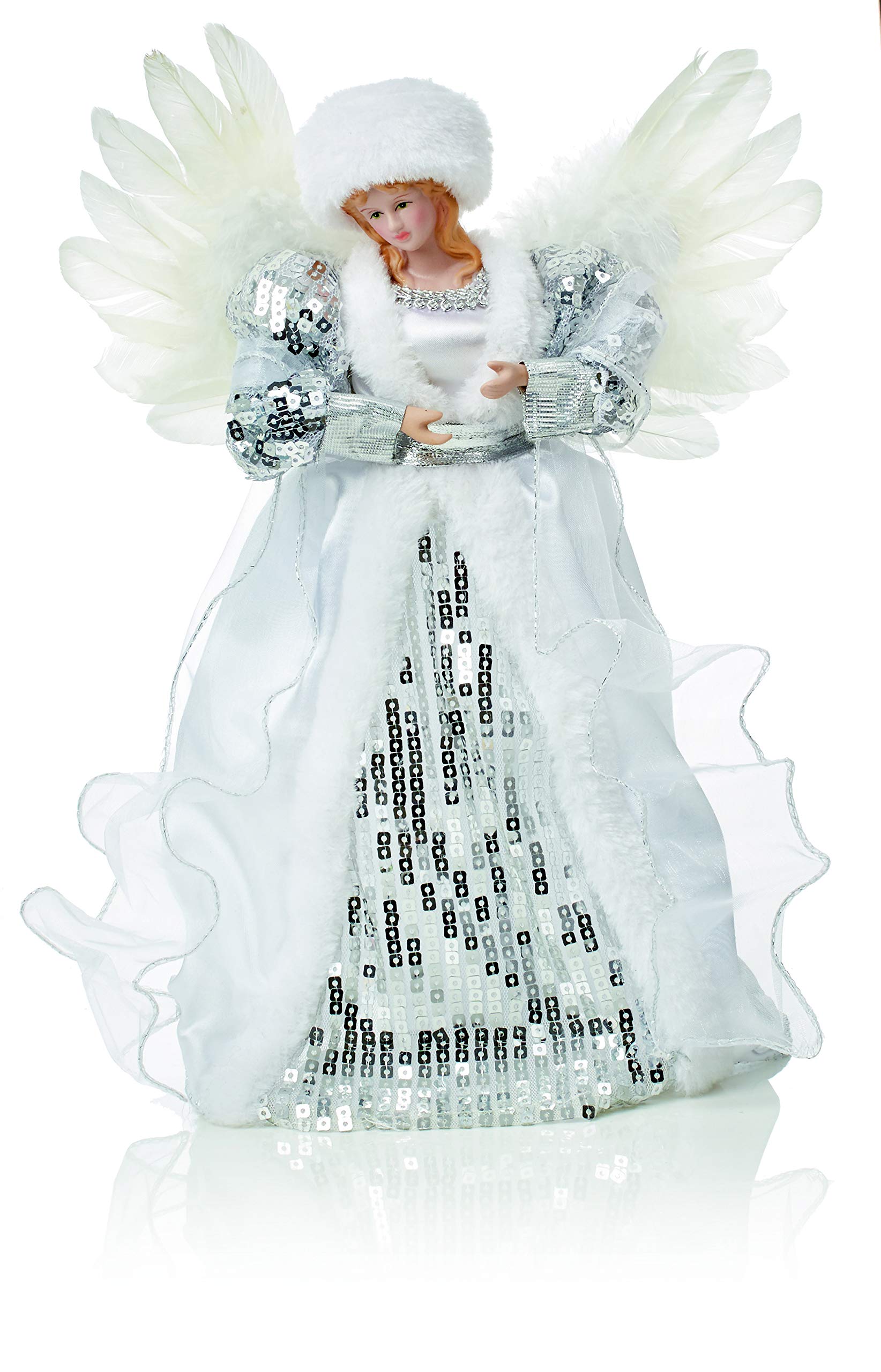 Silver & White 30cm Christmas Tree Top Fairy Angel House Decoration Ornament by Premier