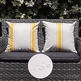ONWAY Outdoor Pillow Covers Waterproof 20x20 Set of 2 Decorative Linen Throw Pillow Cover Beige and Yellow Striped Outdoor Pi
