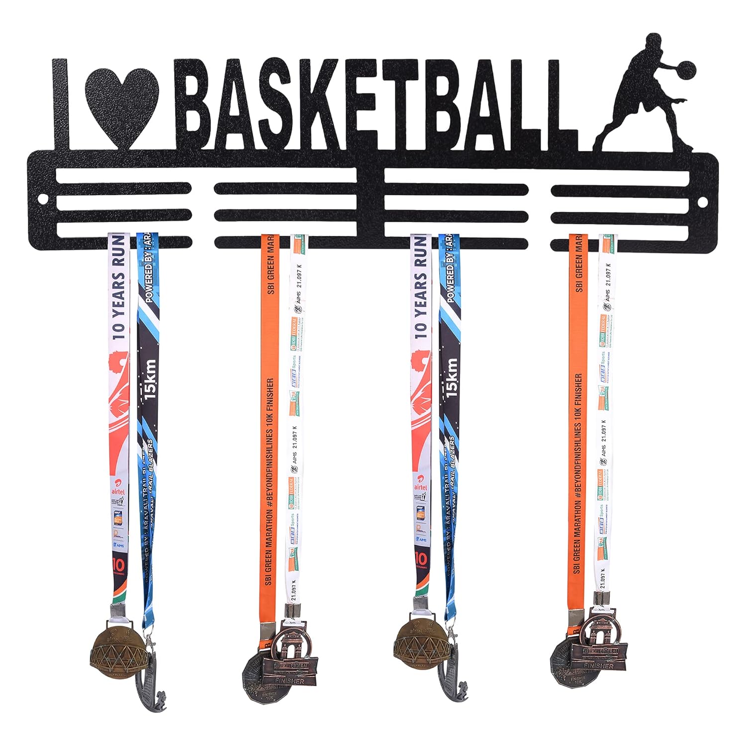Sehaz Artworks Basketball Medal Holder Display Hanger Rack Medals Black