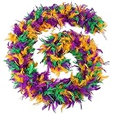 FeelfunFeather Mardi Gras Feather Boa - 45g 2 Yards Turkey Boas Feathers for Party Bulk Wedding Concert Carnival Halloween Christmas Costume Decoration