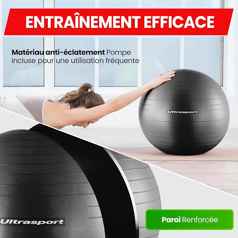 Ballon de Grossesse, Gym, Yoga, Pilates 55 cm I Jusqu’à 300 kg, Antidérapant, Technologie Anti-Burst I Swiss Ball Assise Bureauavec avec Pompe, Beige
